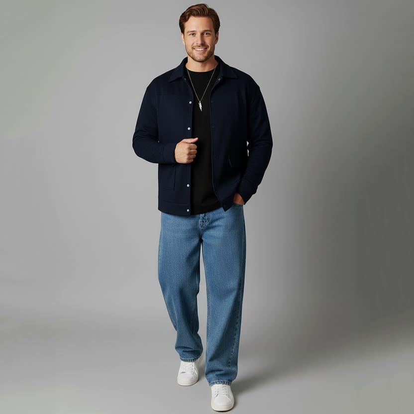 Deep Layer Navy Blue Jacket