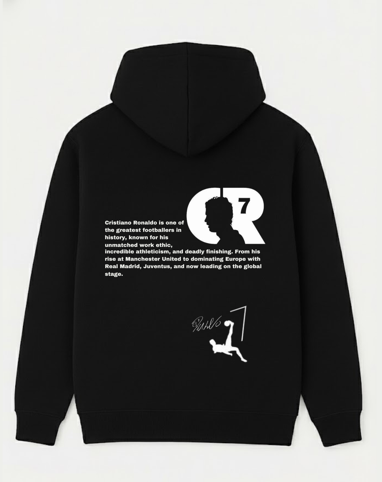 CR7 Detailed Black Hoodie