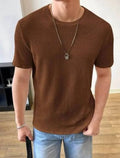 BROWN WAFFLE KNITTED TEE