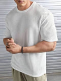 WHITE WAFFLE KNITTED TEE