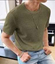 Waffle Knitted Olive Green Tee